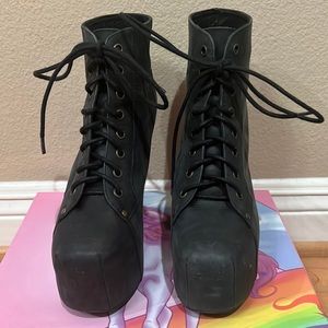 Jeffrey Campbell Lita platform heel laced up booties